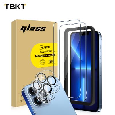 China Anti-fingerprint tempered glass screen protector for iPhone 13 pro 2.5D 9H mobile phone lens camera protector for sale