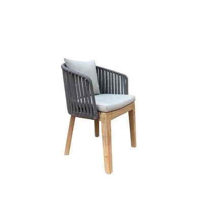 China Waterproof Outdoor Rope Dining Chairs Garden Teak Wood Leisure Furniture for sale