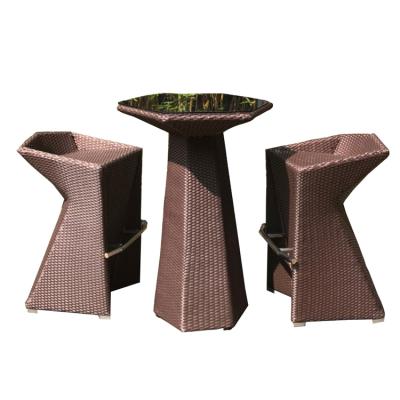 China Waterproof Customized Outdoor Leisure Garden Furniture PE Rattan Bar Chair And Table Set for sale