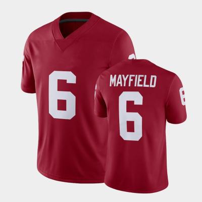 China Breathable College Football Jerseys Mayfield 6# Quilted Mens Uniform Top Shirts Sublimated Factory Outlets for sale