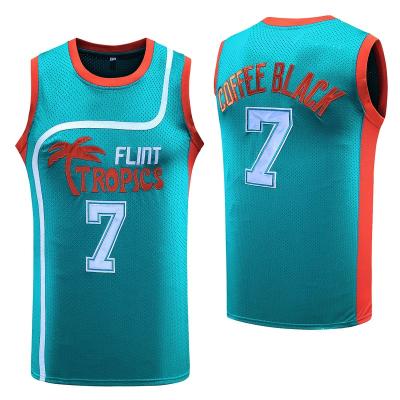 China Tank #7 Flint Tropics Basketball Movie Jerseys Black Coffee Breathable Stitched 90s Hip Hop Shirts Green White for sale