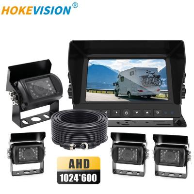 China 4CH Waterproof AHD 4CH Truck Reverse Night Vision Car Bus Reverse Camera Bracket Parking System Kit With LCD Slot AHD Monitor For Truck for sale