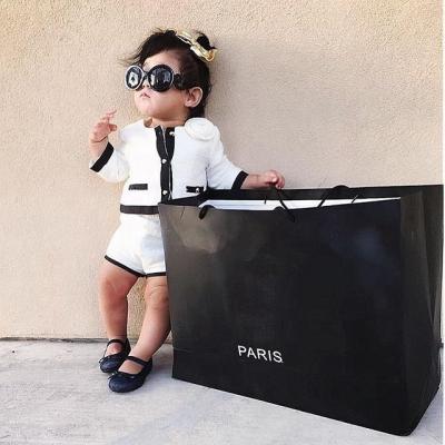 China 2021 New Nylon/Cotton Spring Summer Set Baby 2Pcs Set White Long Sleeves Top+Elastic Waist Shorts Kids Clothes for sale