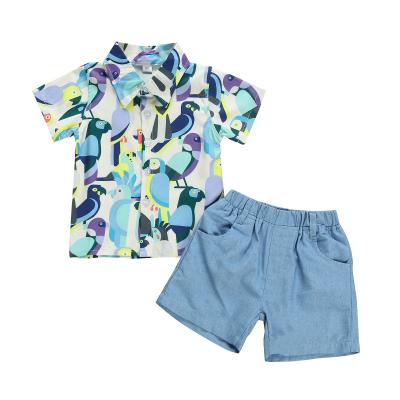 China 2PCS Baby Boy Gentleman Casual Cartoon Tops T-shirt Short Pants Outfits Kids Boy Summer Clothes Set Set for sale