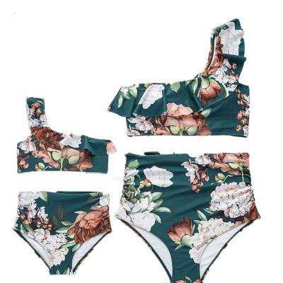 China 2021 casual new matching swimsuit mom and kids clothes mom and kids summer beach outfit swimming mommy and me wear swimwear for sale