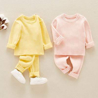 China Spring Autumn Baby Boy Baby Girl Casual Clothes Sets Newborn Baby Clothes Tops +Pants Warm Outfits for sale