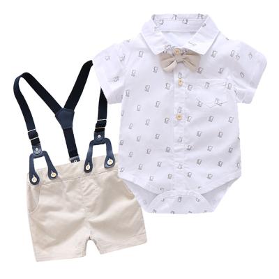 China Casual Baby Clothes Bodysuit+Overalls Sets Summer Boys Clothes Infant Newborn Baby Gentleman Suits for sale