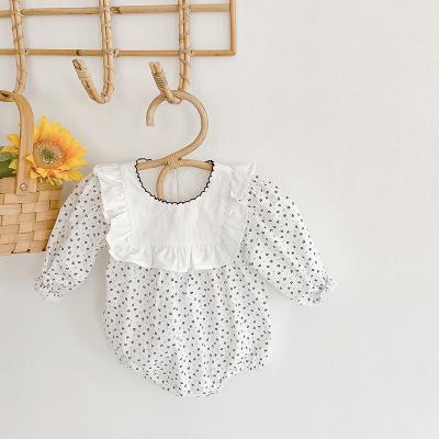 China Girls Long Sleeve 2021Spring Autumn Infant Baby Rompers Baby Flower Long Sleeve Lace Collar Jumpsuit for sale