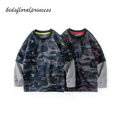 China Autumn New Arrivals Breathable Kids Big Long Sleeve Tops Boys Camouflage Print Knitting for sale