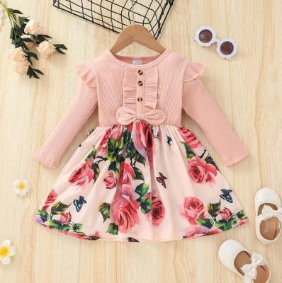 China Girls Casual Kids Dress Floral Ruffles Cute Kids Dress 2021 Fashion Baby Flowers Princess Dress for sale