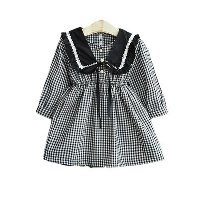 China Breathable Autumn Kids Dresses Clothes Toddler Long Sleeve Baby Dress Waist Spring Autumn Cute Plaid Dresses for sale