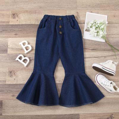 China Fashion Little Girls Rocket Jeans Children's Long Bell Bottom Denim Kids Anti-pilling Pants Stretchy Pants Children's Pants for sale