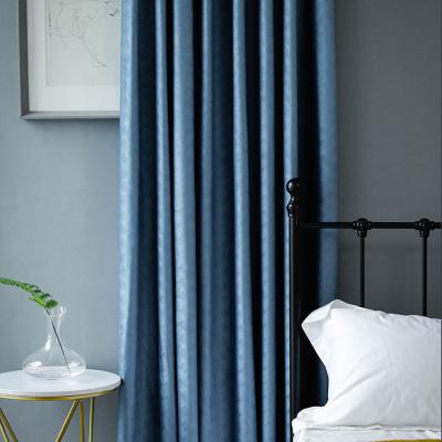 China Blackout Classic Solid High Shading Blackout Polyester Window Curtains Hotel Home Bedroom Cheap embossed curtains for the living room for sale