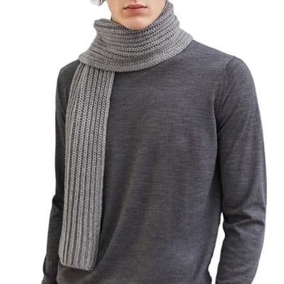 China Long Mens Soft Cashmere English Rib Knit Scarf for sale