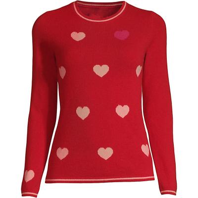 China 100% Pure Luxury Warm Compass Women's Cashmere Hearts Anti-wrinkle Cashmere Red Cashmere Sweater Crew Neck for sale