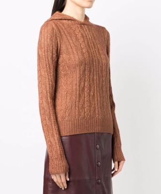 China Anti-wrinkle OEM 2022 new arrival stich front cables sweater cashmere blend for women pullover girls jumper for sale