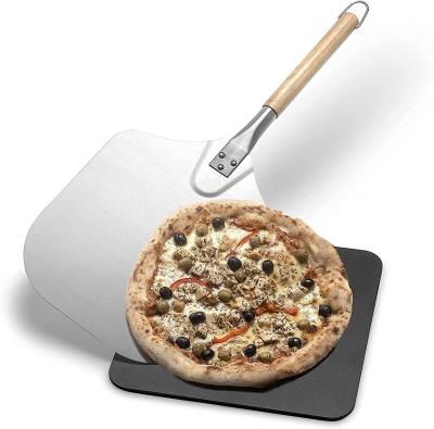 China Food Safety Disposable Vegetable Oil Pizza Durable Steel With Rubber Wood Handle Aluminum Pizza Skin for sale