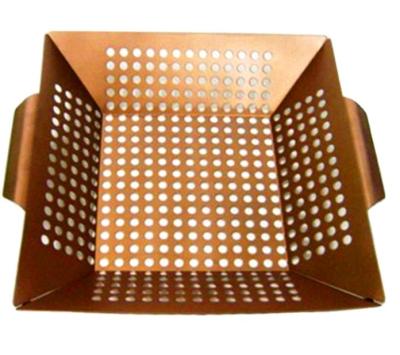 China Storage Dustproof Low Price Square High Quality Gold Color Stainless Steel Grill Basket for sale