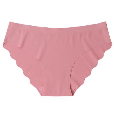 China Wholesale Breathable Sexy Satin Underwear Women Mid Waist Seamless Panties Ladies Brief for sale