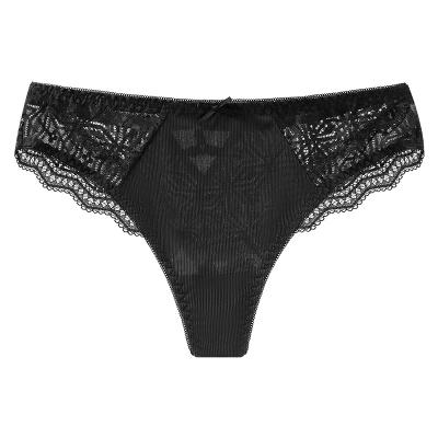 China Custom Hot Sexy Underwear Breathable Lace Hollow Out Back G - Seamless Mesh See Through Girls T String Thongs Panties for sale