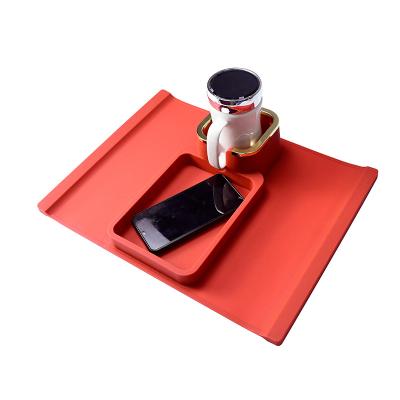 China Wholesale Practical Space Saving Anti-puddle Food Grade Silicone Coaster Sofa Arm Rest Multifunctional Tray Home Business for sale