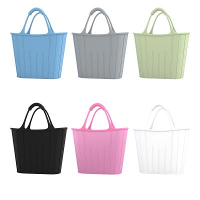 China New Folding Held Food BasketPortable Silicone Supermarket Shopping Basket With Handles for sale