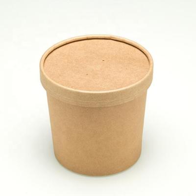 China Recyclable Customized Paper Soup Barrels With Lids Soup Bowl Brown Paper Soup Disposable Paper Cup With Logo Customized for sale