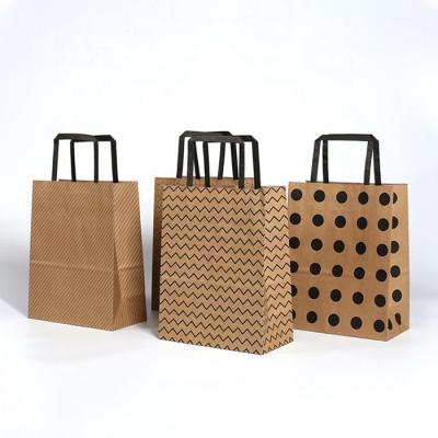 China Best Recyclable Selling Custom Printing Carry Packaging Recycled Brown Kraft Paper Bags For Coffee Brand Food for sale