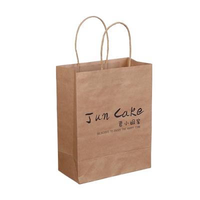 China Recyclable OEM Logo Printed Ecological Restaurant Take Out Packaging With Twist Handles Recycled Commercial Kraft Togo Paper Bags For Food for sale