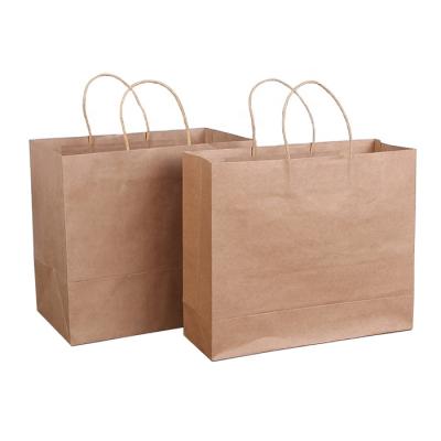 China Recyclable Cheap Stock Recycled Shopping Gift Sell Carry Retail Party Brown Kraft Paper Bags With Handle for sale