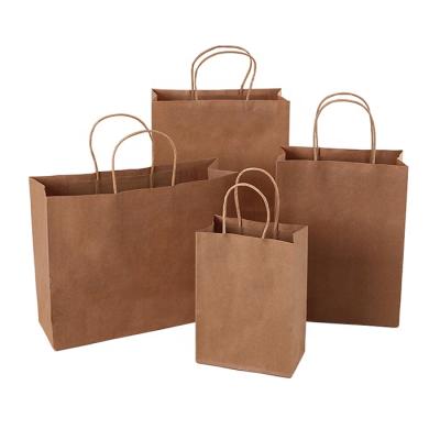 China Recyclable Custom Recyclable Restaurant Food Packaging Catering To Go Kraft Paper Lunch Bag With Twisted Handles for sale