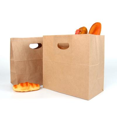 China Recyclable Wholesale Recycled Brown Kraft Paper Instock Lunch Sandwich Bread Food Packaging Eco Friendly Bag for sale