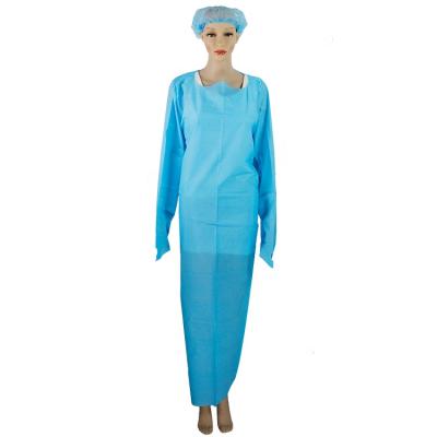 China Waterproof Efficient Blue Waterproof Dustproof Plastic Disposable CPE Gown for sale