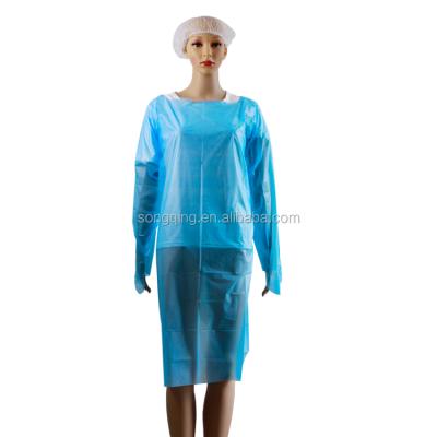 China Waterproof Non Medical Disposable White Cpe Gown Cpe Gown Hospital Cpe Long Sleeve Isolation Gown for sale