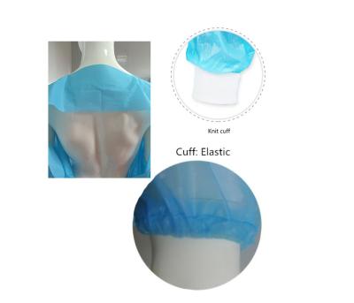 China ISO13485 CPE Isolation Apron Home Cleaning Non Sterile Waterproof Disposable Gown With Thumb Hook for sale