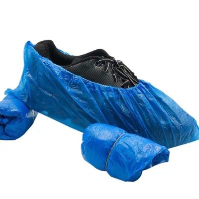 China Anti Skid Cheap Waterproof CPE Waterproof Pe Blue Disposable Plastic Shoe Cover for sale