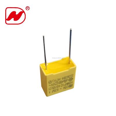 China Household Appliances N Capacitor MKP X2 Household Appliance Capacitor 275V 0.22uf Yellow Box Shaped for sale