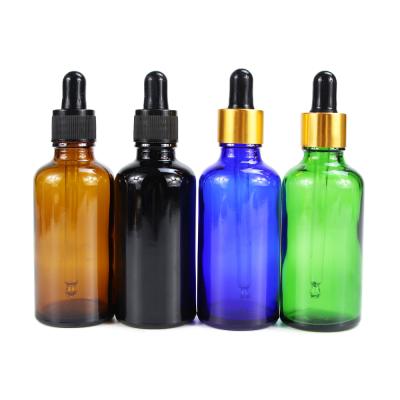 China Empty Perfume Serum Personal Care HEMPACKA Essential Oil Blue Glass Bottles 30Ml 50Ml 100Ml With Droppers for sale