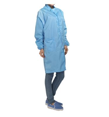 China ESD Smock Antistatische Reinraum-Arbeitsbekleidung Polyester Streifengitter Polyester-Logo individuell zu verkaufen