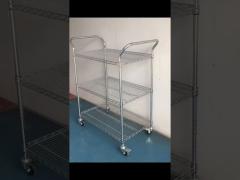 Carbon Steel SMD SMT ESD PCB Shelf Chrome Wire Storage Shelving Rack Trolley Cart