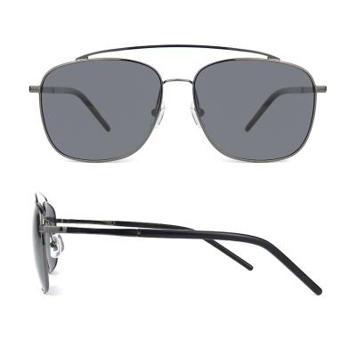 China 2022 High Quality Fashion Sunglasses Shades Metal Frame Black Sunglasses Double Bridge Designer Oversized Sun Glasses Men for sale