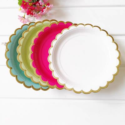 China Colorful Paper Plates 7 Inch Disposable Biodegradable New Design Eco - Friendly for sale