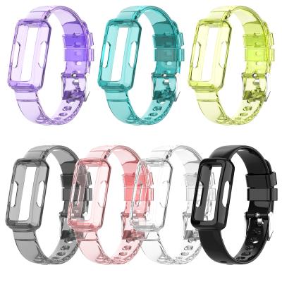 China Rubber Transparent Built-in Watch Band For Fitbit Luxe/Universal Smart Inspire2 HR/ace2/3 Wristband Sports Wrist Band Men Women for sale