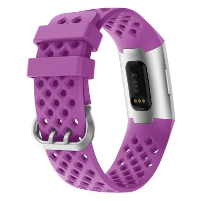 China Silicone Rubber Strap For Fitbit Charge 3 Air Holes Band Sports Breathable Wristband For Fitbit Charge 3 Correa Big Small for sale