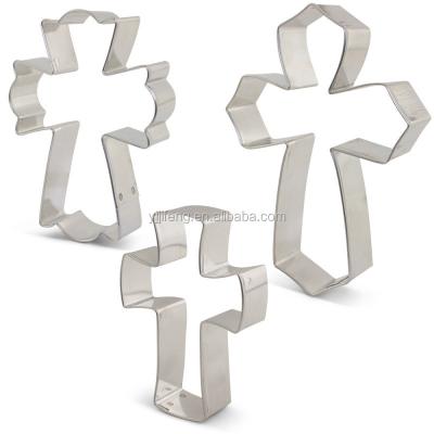 China Factory Supplier Standard Wholesale Disposable Stainless Steel Cross 3pcs Cookie Cutter Set for sale