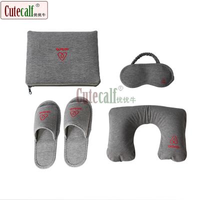 China Wholesale High Quality Custom Cotton Cutecalf Gray 3Pcs Cotton Travel Set Promotional Gift for sale