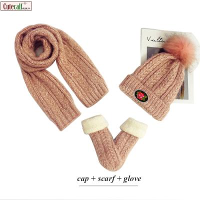 China Medium wholesale high quality cashmere hat/knitting scarf and knitting glove for sale