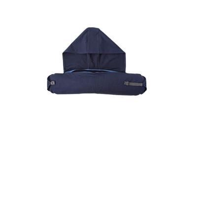 China Outdoor Hot Sale High Quality Cotton Foam Particle Dark Blue Portable Neck Pillow With Hat for sale