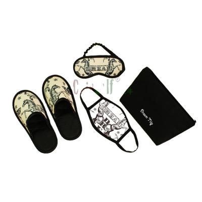 China Popular Digital Printing New Business Giveaways Silk Eye Mask Zipper Bag Promotion Gift Set for sale