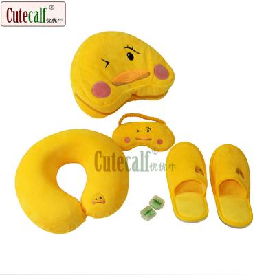 China Cute Special Design Widely Used Children Travel Pillow Organization Yellow Cute Travel Set for sale